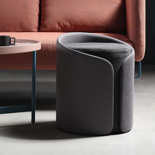 12 Anely Round Upholstered Ottoman Pouffe - Image 1