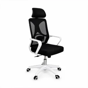White modern ergonomic office chair front view