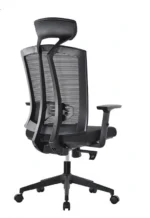Black High-Back Mesh Office Chair with Headrest - Image 2