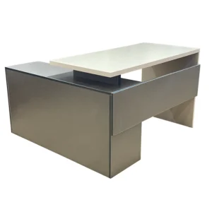 Premium NovaCore Office Desk featuring a laminated sheet top with durable PVC edging and an integrated side rack, designed for offices, home workspaces, and study rooms.