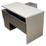 Premium NovaCore Office Desk featuring a laminated sheet top with durable PVC edging and an integrated side rack, designed for offices, home workspaces, and study rooms.
