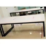 Strata Workstation with laminated sheet top and powder-coated metal frame