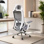 Ergonomic high back mesh office chair with adjustable headrest and chrome base